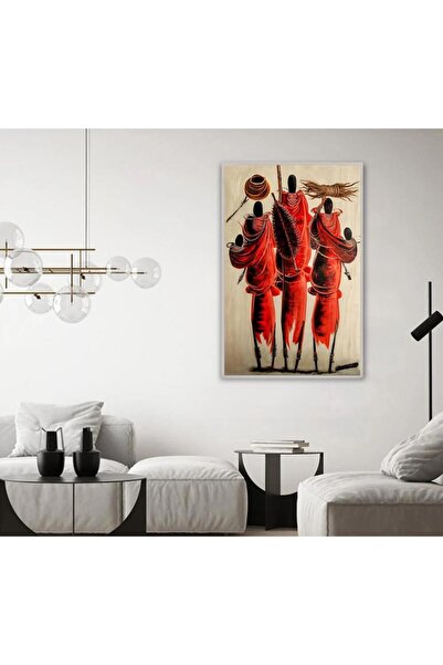 4gdran لوحة قماشية بتصميم أشخاص مع برواز فضي مجوف