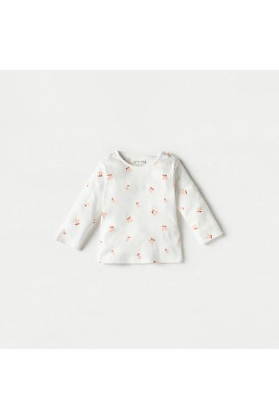 Juniors All-Over Cherry Print Long Sleeves T-shirt and Elasticated Pyjama Set