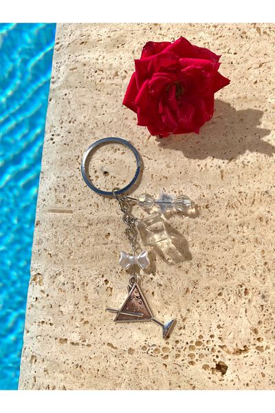 Pinky Lady Frosted Martini Cocktail Keychain