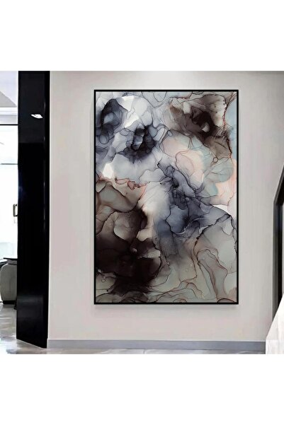 4gdran لوحة قماشية بتصميم الفن التجريدي مع برواز أسود مجوف