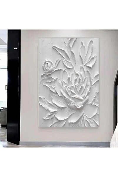 Marktna Canvas Wall Art Print Gypsum Board Design with Hollow Silver Frame