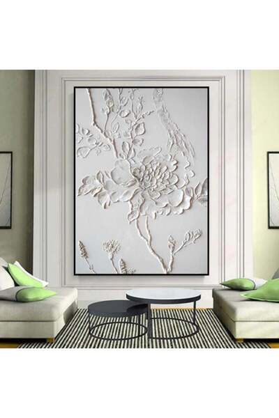 Marktna لوحة جداربة قماشية مطبوعة بتصميم اللوحة الجبسية مع برواز أسود مجوف