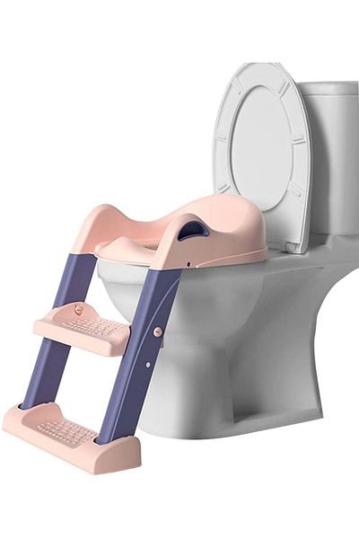 Little Mom Reductor toaleta pentru copii Little Mom Pink, pliabil, cu trepte antiderapante, manere ergonomice s