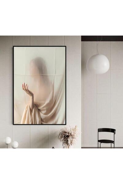 4gdran لوحة قماشية بتصميم فتاة مع برواز أسود مجوف