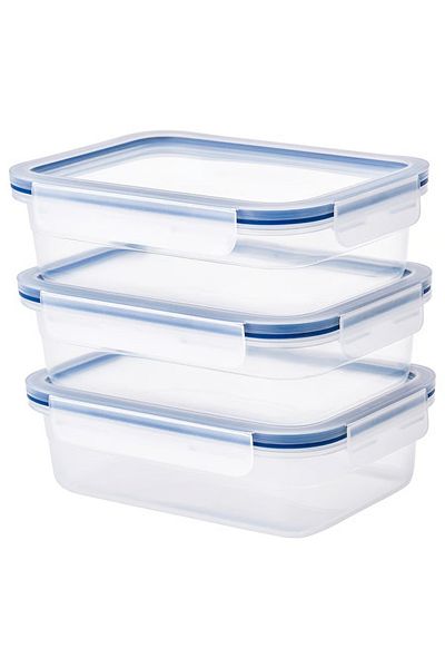 IKEA Food container with lid, rectangular/plastic, 1.0L 3 pack