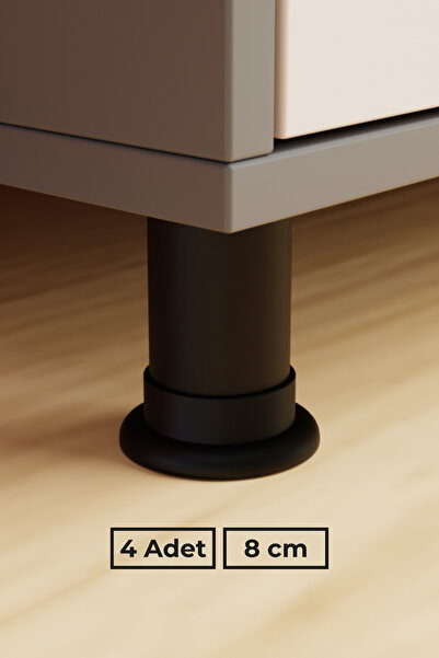 wooden lane studio Siyah 8 cm 4’lü Mobilya Koltuk Baza Masa Ofis Dolap Ayağı ...