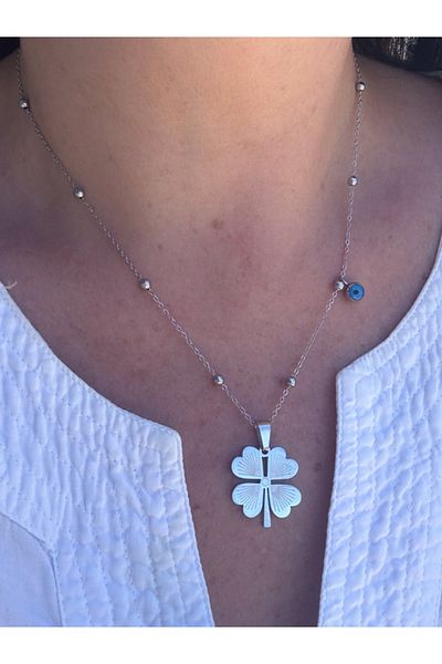 bijuxbymrv Clover Steel Necklace