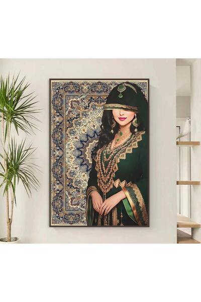 SND لوحة قماشية بتصميم فتاة عربية مع برواز شامبين مجوف