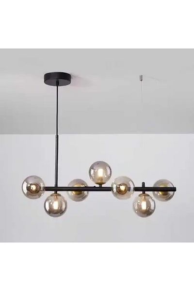 LED CONCEPT Chandelier with lampshades, black, linear, 70x30x80cm, bulb type 7xG9