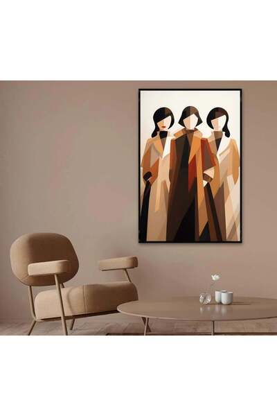 SND لوحة قماشية بتصميم بتصميم امرآة مع برواز أسود مجوف