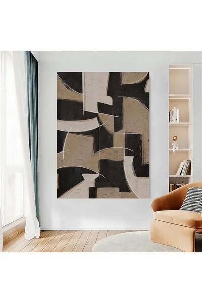 SND لوحة قماشية بتصميم الفن الهندسي مع برواز خشبي مخفي