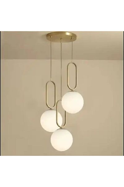 LED CONCEPT Chandelier with lampshades, gold, round, 30x30x70cm, bulb type 3xE27