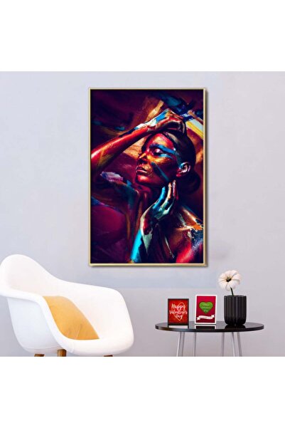 4gdran لوحة قماشية بتصميم مودرن مع برواز شامبين مجوف