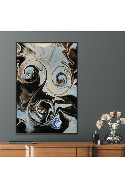 4gdran Modern Canvas Painting with Hollow Brown Frame