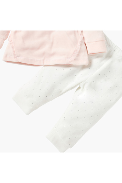 giggles Princess Embroidered Long Sleeves Velour Sweatshirt and Pyjama Set