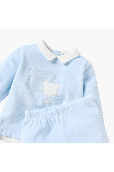 giggles Star Embossed Twofer Top and Pyjama Set