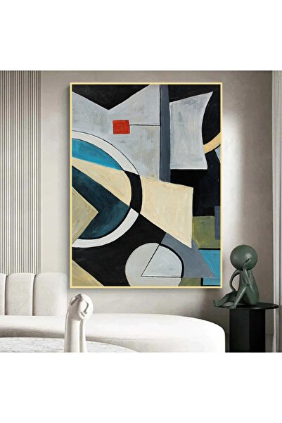 4gdran Geometric Art Canvas Painting with Hollow Gold Frame