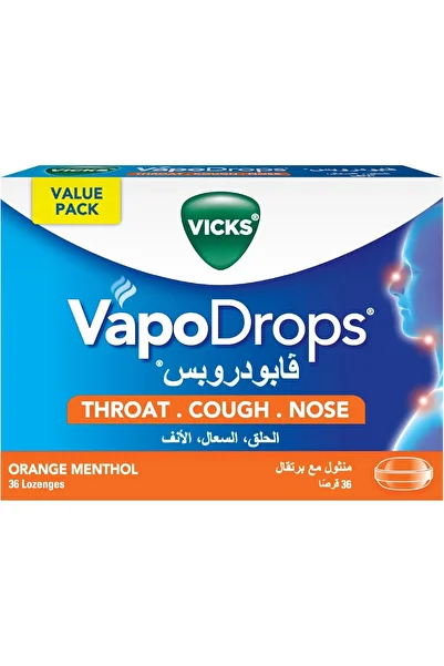 Vicks Vapo Drops Cough Nose Throat Orange Menthol 36 Lozenges
