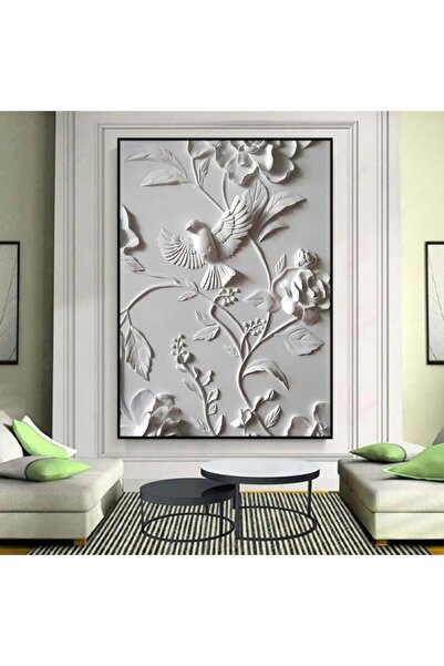 Marktna لوحة جداربة قماشية مطبوعة بتصميم اللوحة الجبسية مع برواز أسود مجوف