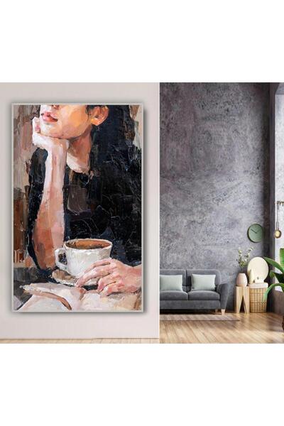 Marktna لوحة قماشية بتصميم فتاة مع برواز فضي مجوف