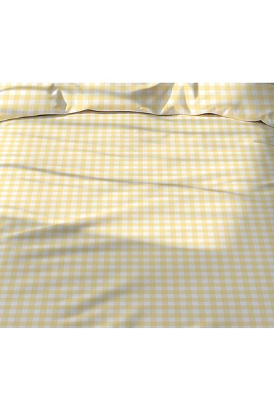 Evmila Διπλής όψης Κίτρινο Gingham Pattern - Σετ Παπλωματοθήκη με στάμπα