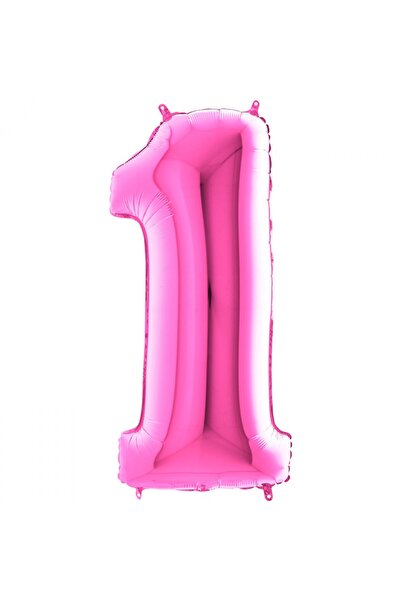 Parti Zamanı 100 Cm Pembe 1 Rakam Folyo Balonu, Sayı Büyük Boy Helyumla Uçan