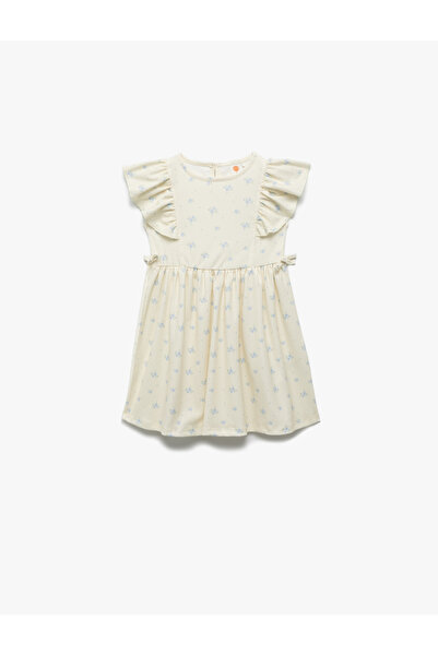 Koton Rochie florală cu mânecă scurtă, cu decolteu, cu volane