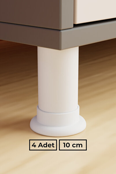 wooden lane studio Beyaz 10 cm 4’lü Mobilya Koltuk Baza Masa Ofis Dolap Ayağı...