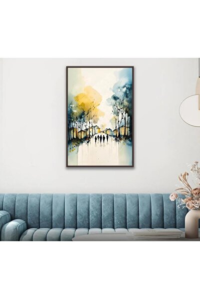 SND لوحة قماشية بتصميم بتصميم طبيعة مع برواز شامبين مجوف