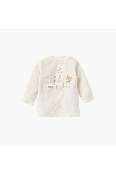 giggles Embroidered Long Sleeves Velour T-shirt and Pyjama Set