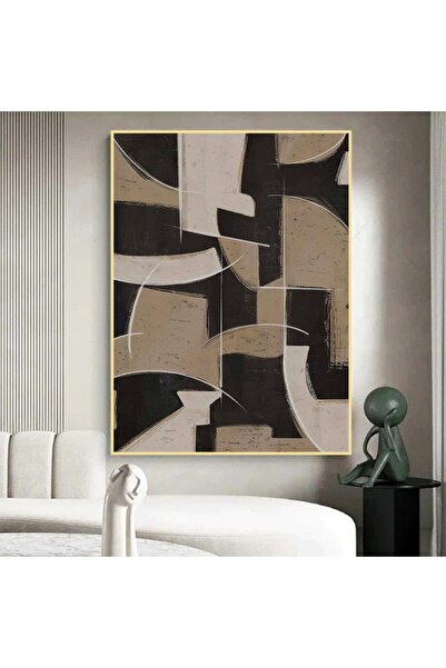 Marktna لوحة قماشية بتصميم الفن الهندسي مع برواز ذهبي مجوف