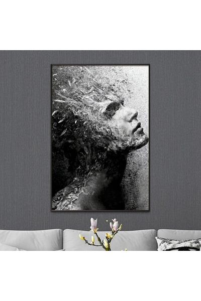 4gdran Modern Canvas Painting with Hollow Brown Frame