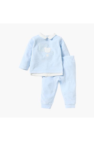 giggles Star Embossed Twofer Top and Pyjama Set