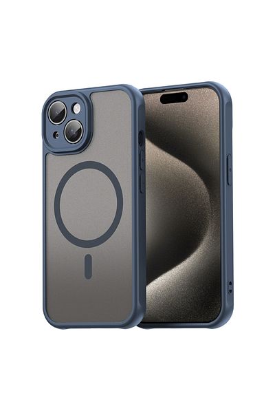 SKYDDAR INNOVATION Carcasă pentru iPhone 15, HaloFrost MagSafe II, rezistentă la șocuri, set de autocolante, albastru marin