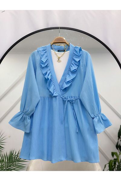 YEDİLALE Frilled Side Tie Loose Tunic [Excluding Inner Wear]