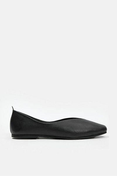 NILUFARR Vera Black Genuine Leather Women's Flat Ballerinas