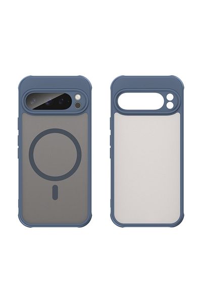 SKYDDAR INNOVATION Carcasă pentru Google Pixel 9 Pro, HaloFrost MagSafe II, antișoc, set de autocolante, albastru marin