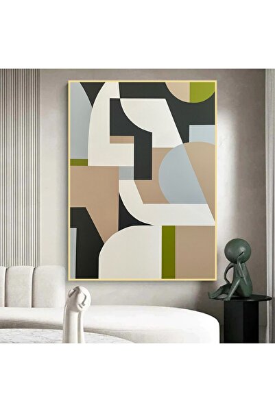 4gdran Geometric Art Canvas Painting with Hollow Gold Frame