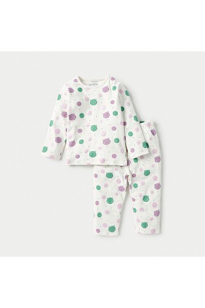 Juniors All-Over Cat Print T-shirt and Pyjama Set