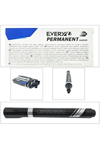 OEM Set of 12 black permanent markers with 2.5mm round tip, waterproof, smooth writing