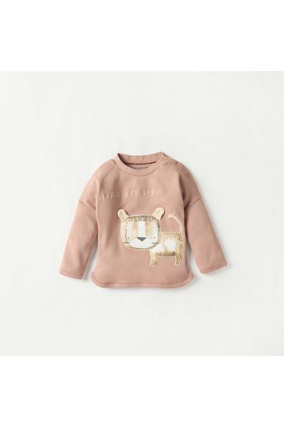 Juniors Lion Applique Long Sleeve T-shirt and Elasticated Pyjama Set