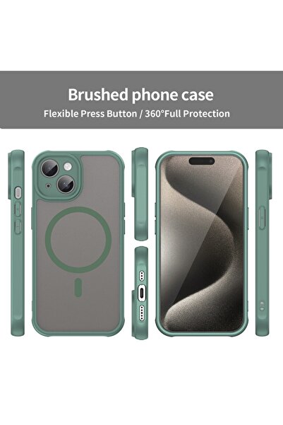 SKYDDAR INNOVATION Θήκη για iPhone 15 Plus, HaloFrost MagSafe II, Αντικραδασμική, σετ με αυτοκόλλητο, Πράσινη