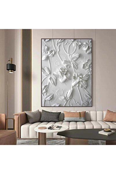 SND لوحة جداربة قماشية مطبوعة بتصميم اللوحة الجبسية مع برواز شامبين مجوف