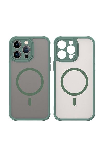 SKYDDAR INNOVATION Carcasă pentru iPhone 14 Pro Max, HaloFrost MagSafe II, rezistentă la șocuri, set de autocolante, verde