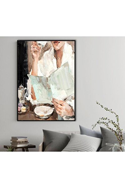 4gdran لوحة قماشية بتصميم فتاة مع برواز أسود مجوف