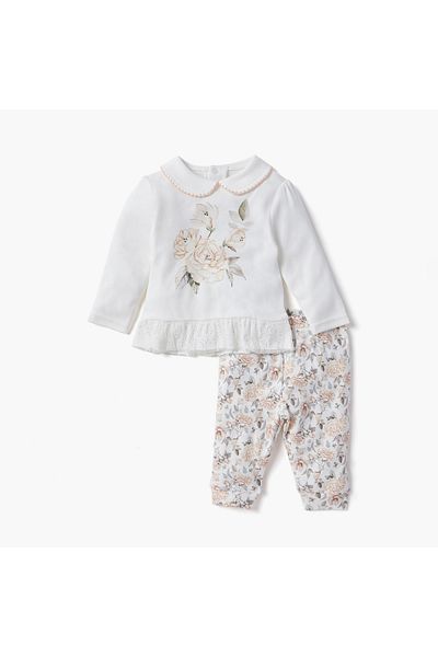 giggles Flower Print Top and Pyjama Set