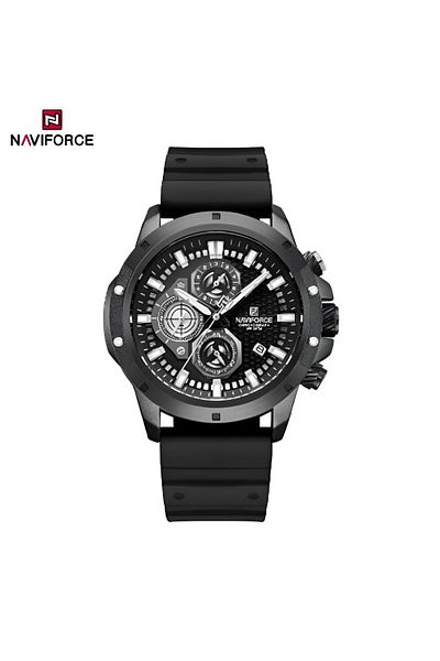 Naviforce Men's Luxury Chronograph Watch – Analog-Digital, Luminous Hands, Water Resistant, Silicone Strap