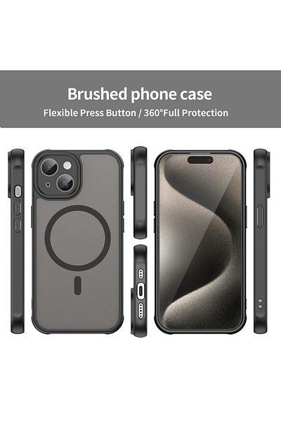 SKYDDAR INNOVATION Carcasă pentru iPhone 15, HaloFrost MagSafe II, rezistentă la șocuri, set de autocolante, neagră