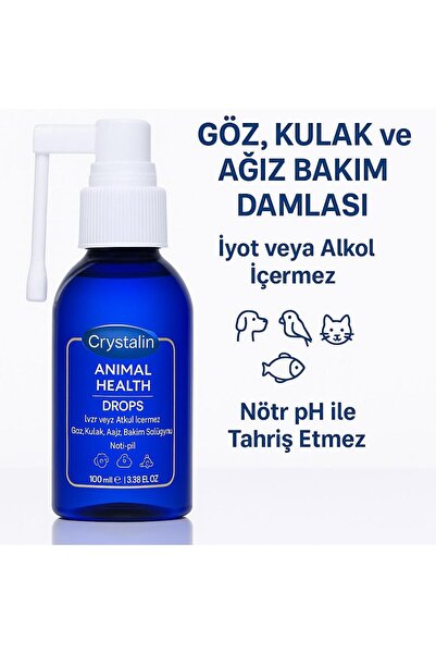 Crystalin Animal Health Drops - Göz Kulak Ağız Bakım Solüsyonu 100 ML