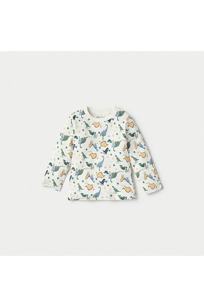 Juniors All-Over Dinosaur Print Long Sleeves T-shirt and Elasticated Pyjama Set